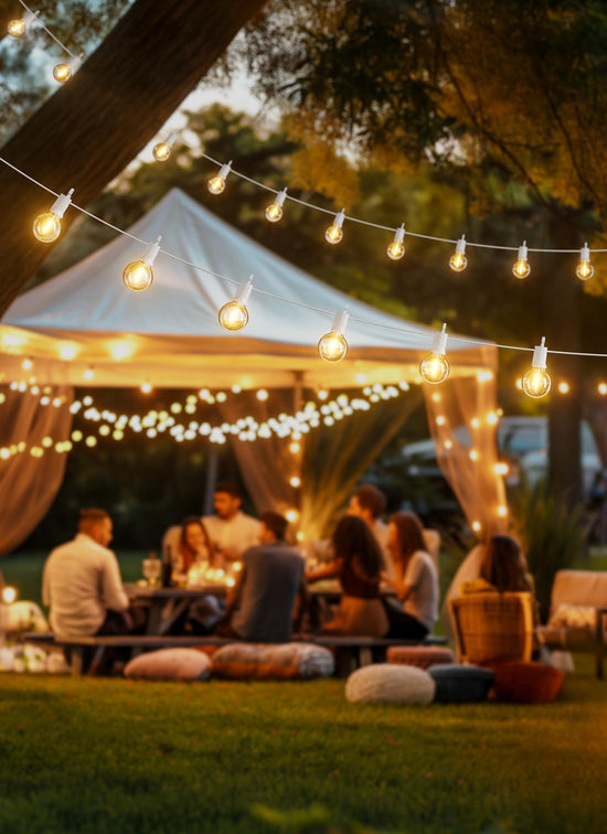 Outdoor string lights — Waterproof connectable hanging lights with Edison bulbs