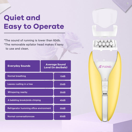 Epilator — Silent facial hair removal device with smooth glide tech and 36 tweezers