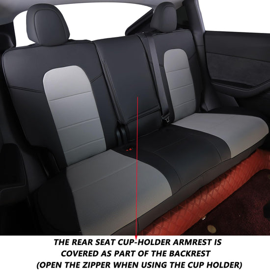 HKZ vehicle seat cover — Custom fit leather for Tesla Model Y 2019-2024, 5-seat set