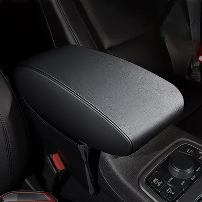 AOMSAZTO black leather armrest covers for Grand Cherokee 2011-2021 Jeep console cushion