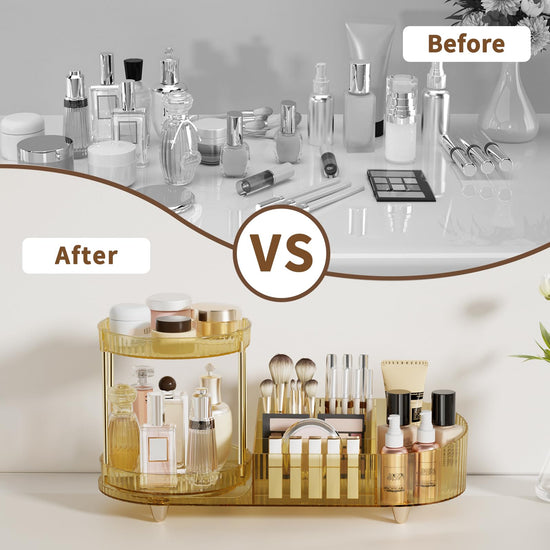 Jywantful caddy with rotating trays for vanity countertop