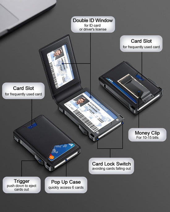 Wallet - RFID wallet with money clip and 2 ID windows for men