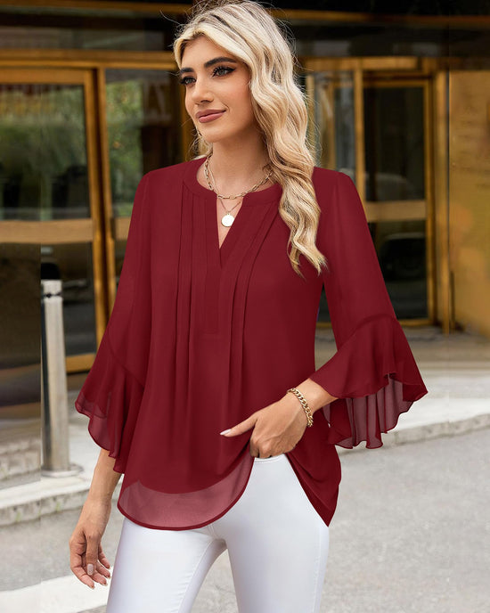 Timeson women's 3/4 sleeve dressy casual shirt - elegant design