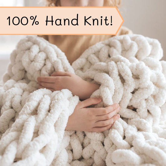 Adyrescia chunky knit blanket - 100% hand knit with jumbo chenille yarn