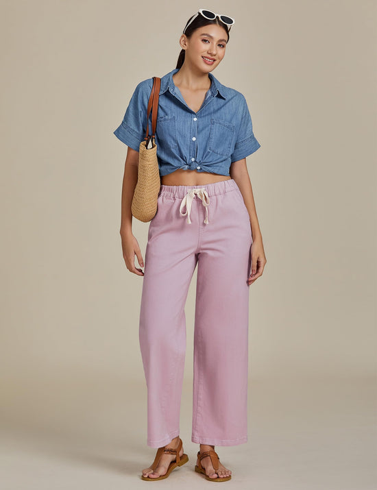 Luvamia wide leg jeans - high waisted pull on denim pants with pockets