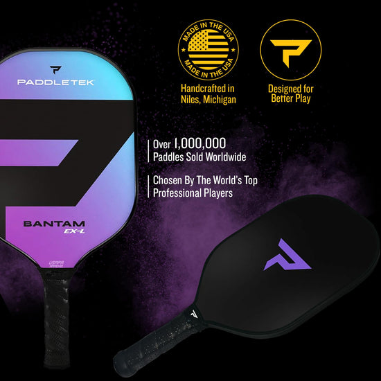 Sport racket — Honeycomb core and polycarbonate surface by Paddletek Bantam EX-L