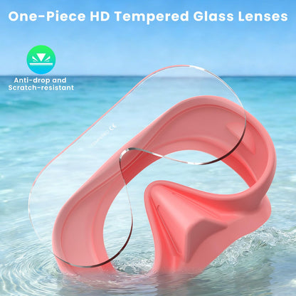 Snorkeling Gear for Adults, Snorkel Set Adult, Scuba Diving Mask, Panoramic View Anti-Leak Anti-Fog Dive Swimming Goggles Tempered Glass Panoramic Wide View Travel Portable Foldable