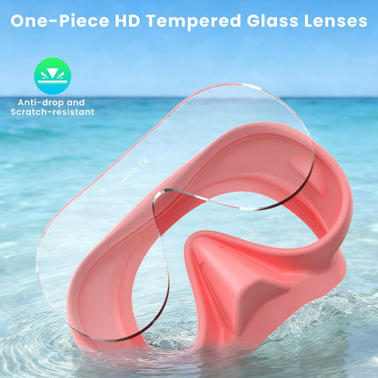 Snorkeling Gear for Adults, Snorkel Set Adult, Scuba Diving Mask, Panoramic View Anti-Leak Anti-Fog Dive Swimming Goggles Tempered Glass Panoramic Wide View Travel Portable Foldable