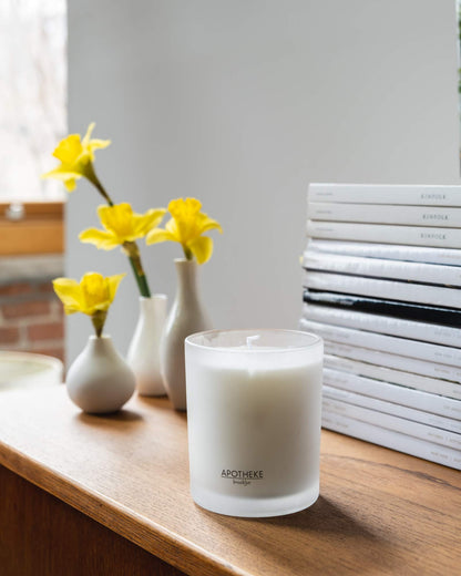Apotheke scented candle — soy wax, large black jar, non toxic, luxury gift