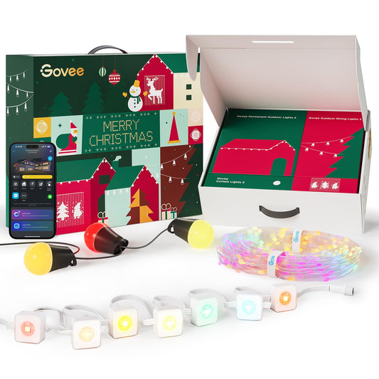 Govee string lights — 100ft outdoor set with curtain light and smart home compatibility