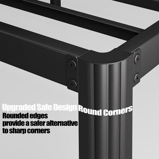 Bed frame — Heavy duty metal platform with round corners and noise free design