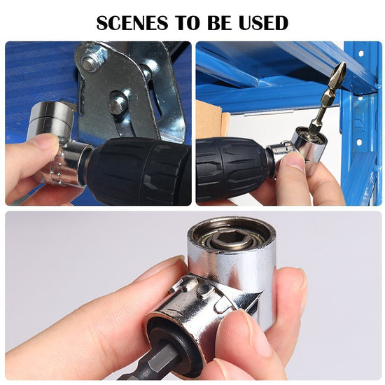 Fastener drive bit — Right angle drill attachment for short screwdriver bits