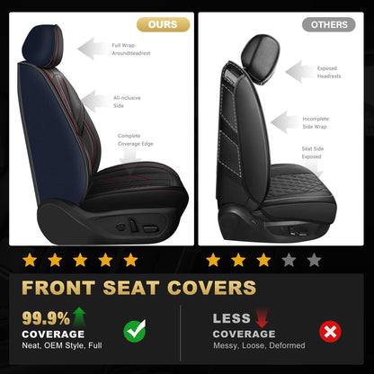 AOMSAZTO leather seat covers - Fit for Kia Optima 2002-2020, black and redline design