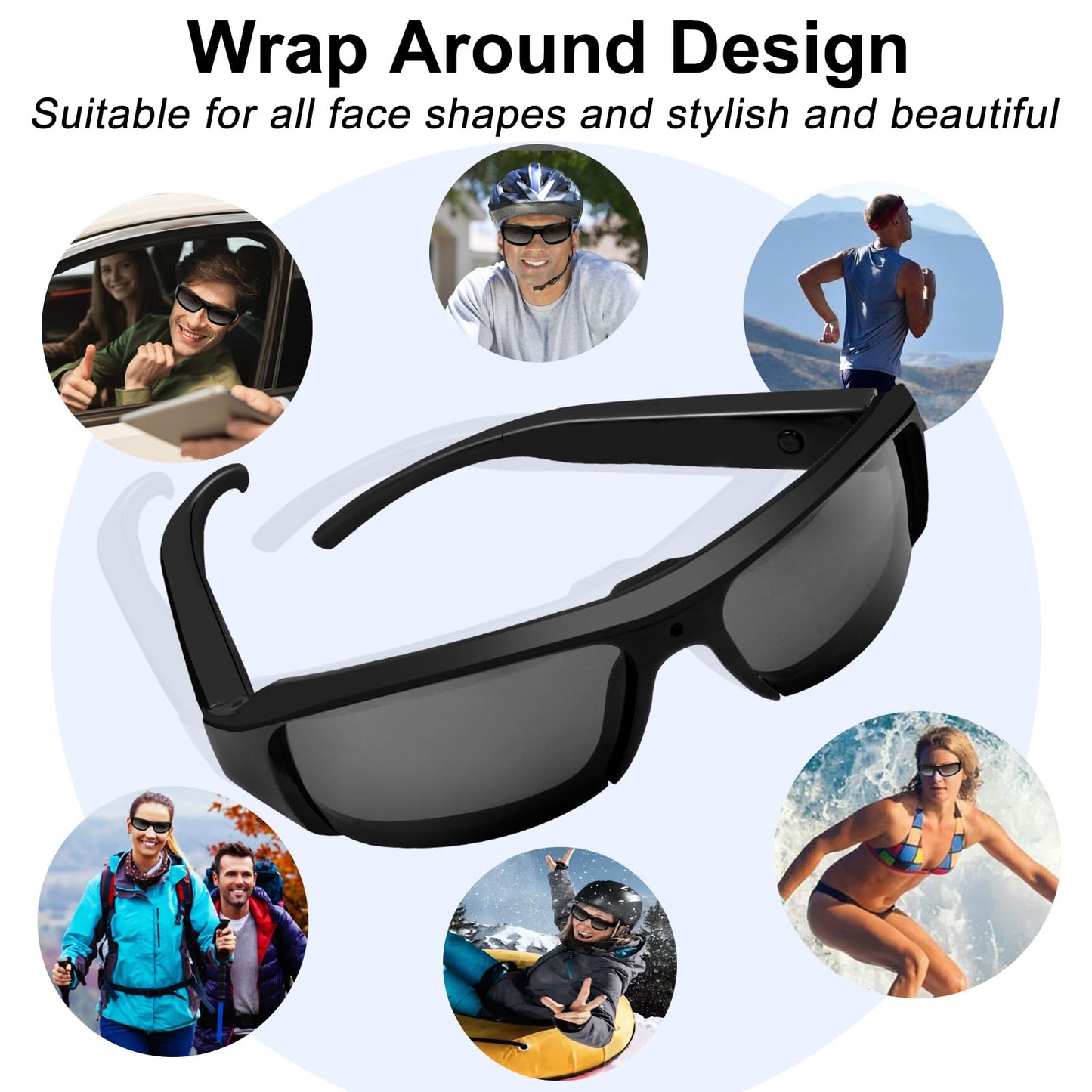 Camera Glasses Action Camera HD 1080P Smart Glasses Video Camera Wearable Sunglasses Sport Camera mit 16GB Micro SD Card for Driving, Fishing and Hiking/Outdoor Activities