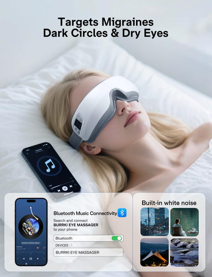 Burrki Eye Massager with Heat and Cooling, Massaging Eye Mask