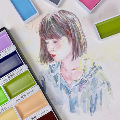 Kuretake GANSAI TAMBI watercolor paint set — professional-quality, non-toxic colors made in Japan