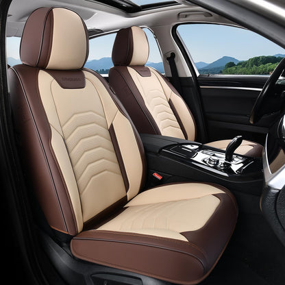 Coverado seat covers — luxury waterproof faux leather for most vehicles in coffee and beige