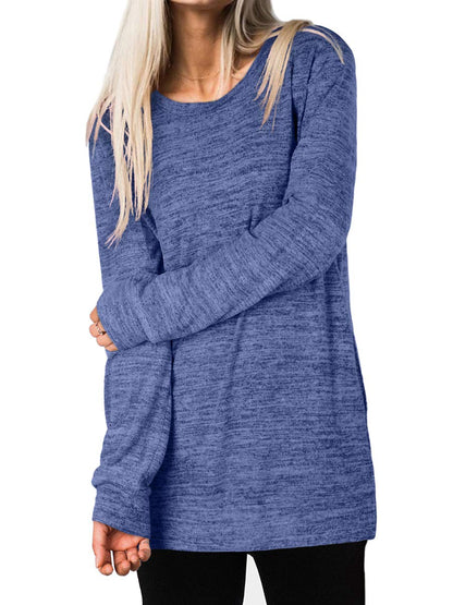 Shirt — Oversized long sleeve sweatshirt with pocket in sizes S-3XL