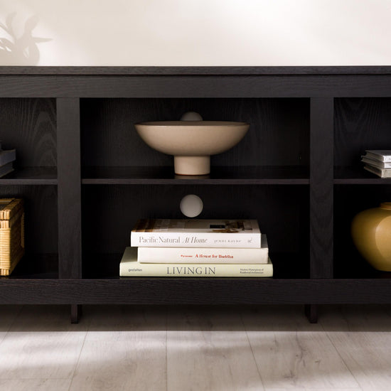 Walker Edison Wren classic TV stand with 6 cubbies for TVs up to 80 inches