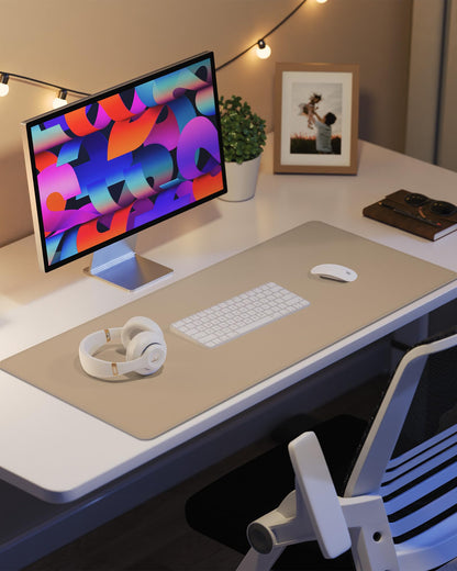Leather desk pad - waterproof PU leather with non-slip design for office and home