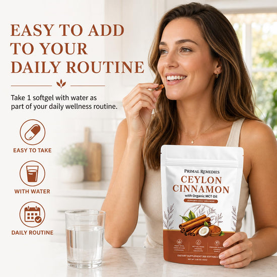 Primal Remedies Ceylon Cinnamon, 300 Softgels with Mct Oil, for Daily Wellness Routine (1PCS)
