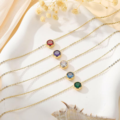 Turandoss birthstone necklace - 14K gold plated with colorful birthstones for women and girls