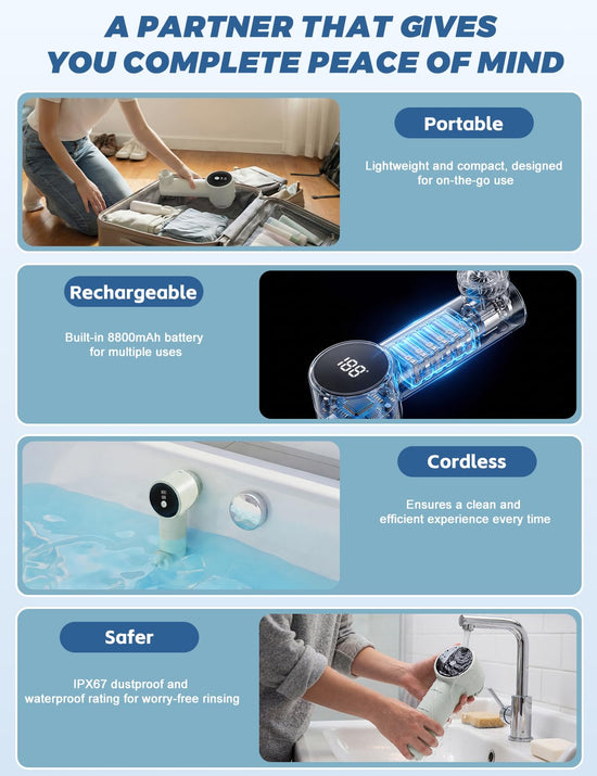 Bath jets for tub — portable jet spa with 360° rotatable nozzles and suction cups