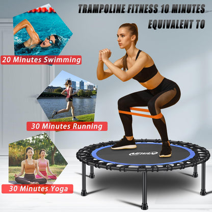 Newan trampoline – 40-48 silent fitness bungee rebounder for adults, max 330lbs limit