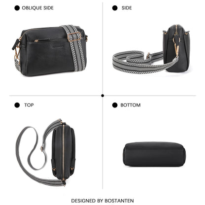BOSTANTEN handbag with triple zip and colored shoulder strap