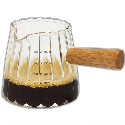 Measuring cup — Espresso shot glass with V-shaped mouth and ribbed design