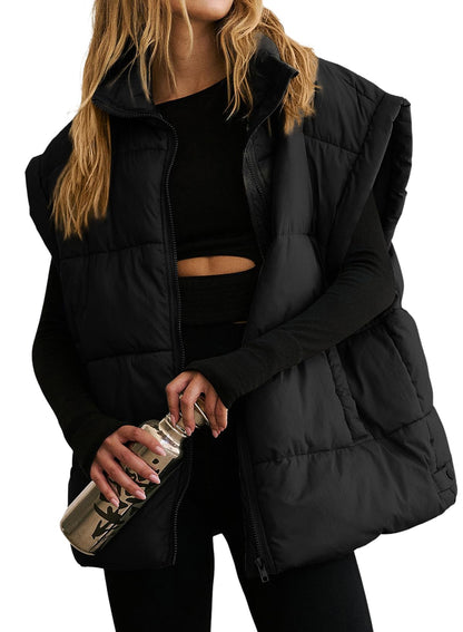 Dokotoo women's puffer vest with stand collar and pockets for winter wear