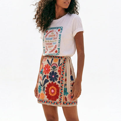 Talakeno women’s floral wrap skirt with tie side design