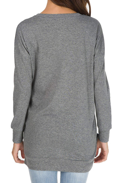 levaca women's long sleeve pullover tunic top with side split detail