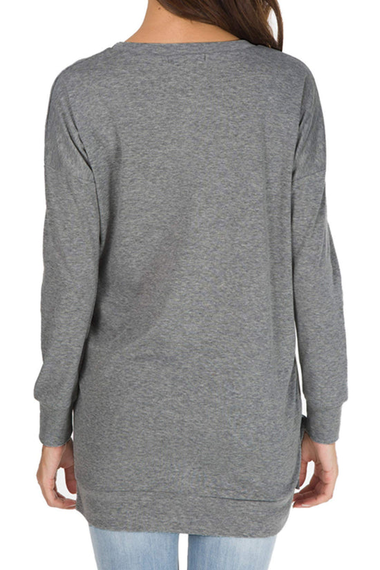 levaca women's long sleeve pullover tunic top with side split detail