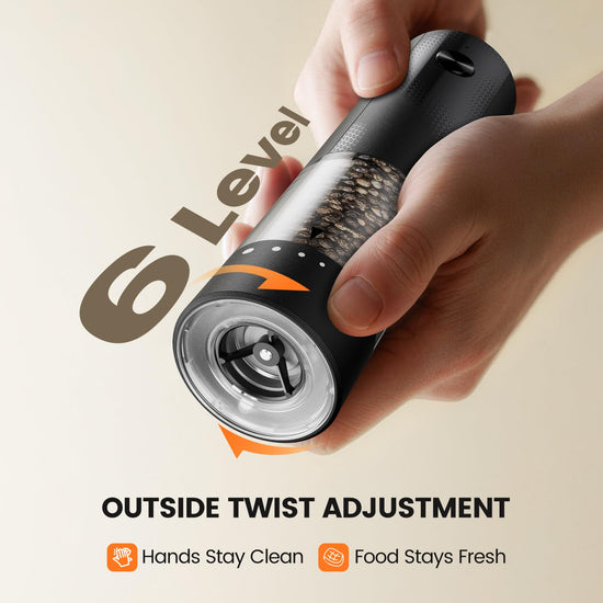 Seasoning mill — Rechargeable electric grinder set with adjustable coarseness