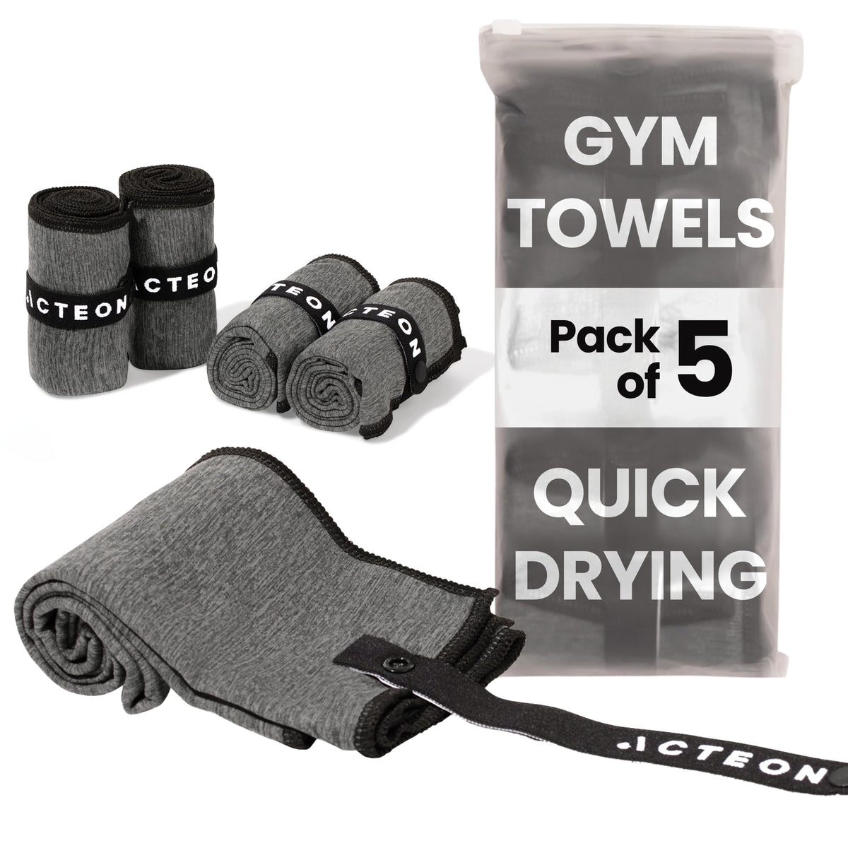 Acteon microfiber quick dry towel — odor-free and mega absorbent fiber for workouts and travel
