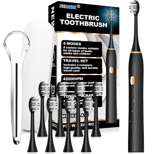 FXQQZZ sonic electric toothbrush – 4 modes with 8 brush heads and smart timer