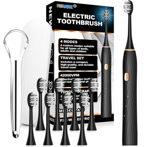 FXQQZZ sonic electric toothbrush - 8 brush heads, 4 modes, 2 minute timer, fast charge