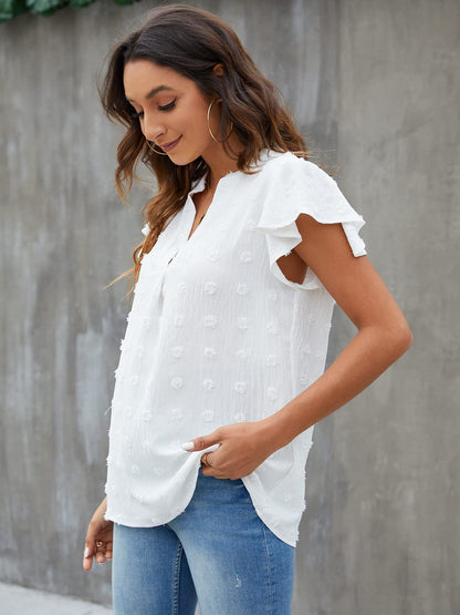 Blooming Jelly blouse with ruffle sleeves and v neck design