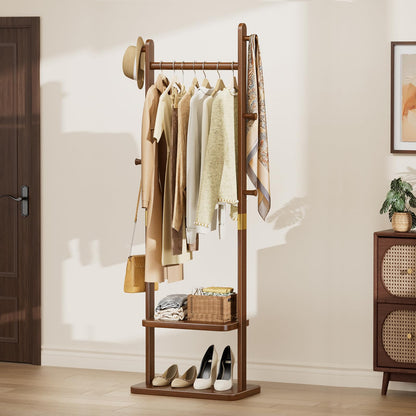 Taitiy clothes rack — freestanding design with shelves and hooks for storage