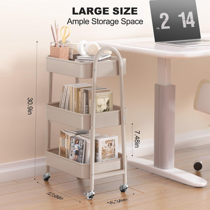 Utility cart wagon — EAGMAK metal storage cart with handle and lockable wheels