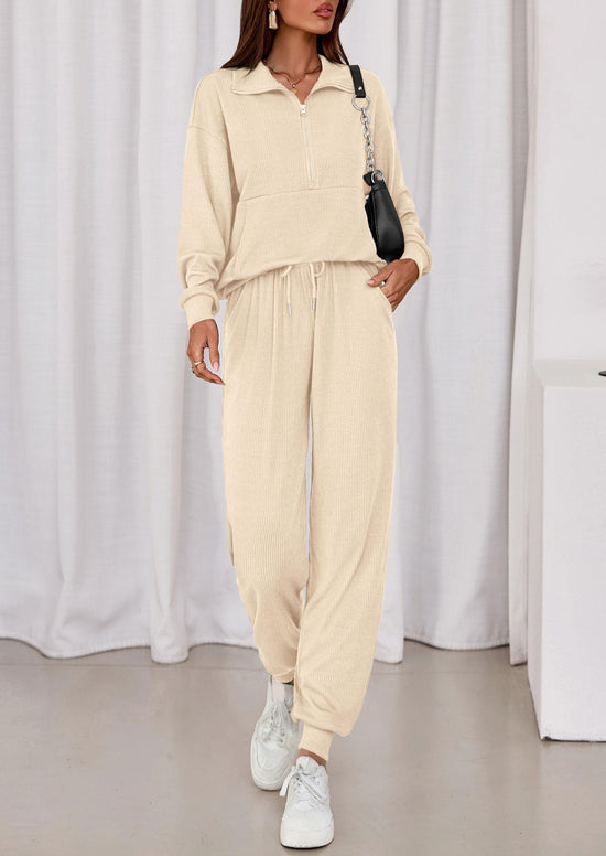 PRETTYGARDEN women's zip up sweatshirt and jogger pants track suit