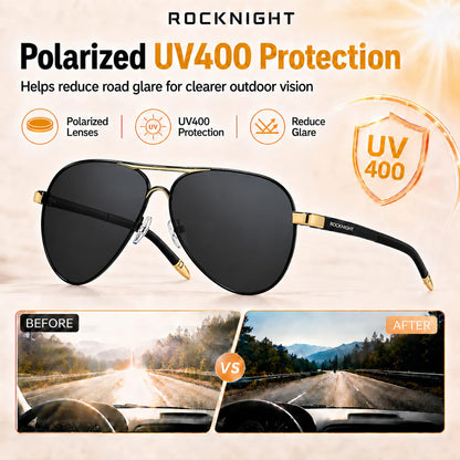 Sunglasses — Polarized aviator style with UV400 protection and metal frame