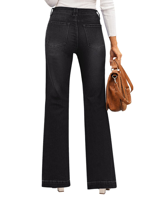 GRAPENT women's flare jeans — high waisted wide leg design with stretch denim