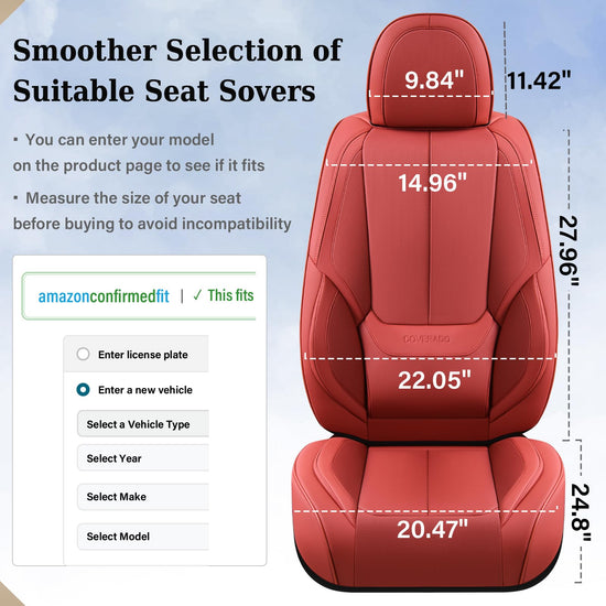 Coverado seat covers — Waterproof nappa leather car seat covers for front seats