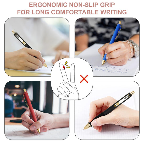 Linbsunne ballpoint pen — black medium point with soft grip retractable design