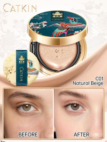 Catkin cushion foundation with buildable coverage and anti-aging serum, light beige 0.46 oz x 2
