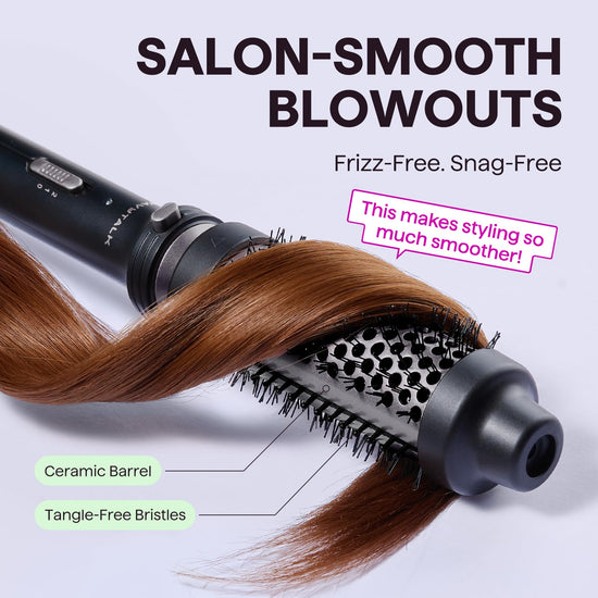 Wavytalk thermal brush — 1 1/2 inch heated round brush with detachable head and pouch