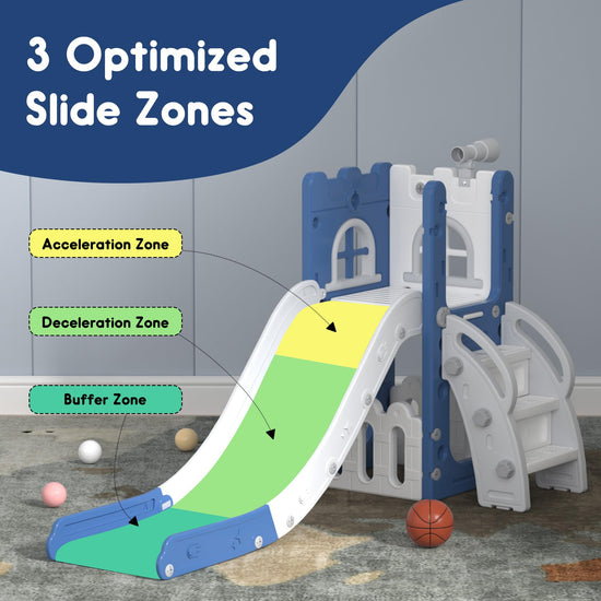 LulliSpace play slide - 6 in 1 with basketball hoop and telescope features