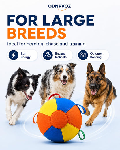 10/18/22 Inch Herding Ball Calming Jumbo Durable Tear-Resistant Inflatable Dog Toy Heavy-Duty Handle Cover Pump Outdoor Play Exercise Training Large Breeds Border Collie Cattle Horse Waterproof (18IN)
